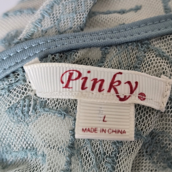 Boho Sleeveless Crochet Lace Babydoll Asymmetrical Hem Sheer Fairycore Top L - Picture 5 of 7